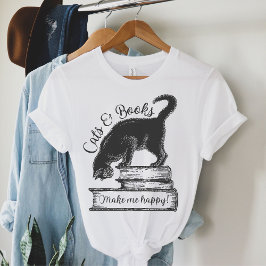 Katten en boeken maken me blij met lezen t-shirt
