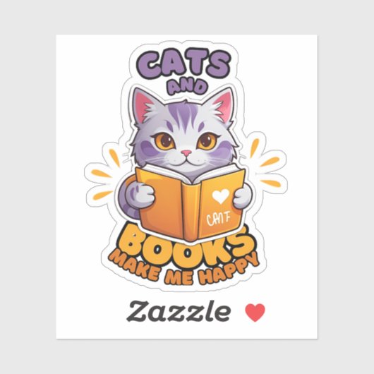Katten en boeken maken me gelukkig sticker (Vel)