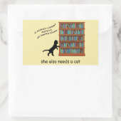 Katten en boeken rechthoekige sticker (Tas)