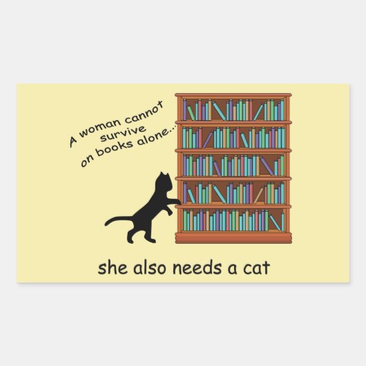 Katten en boeken rechthoekige sticker (Voorkant)
