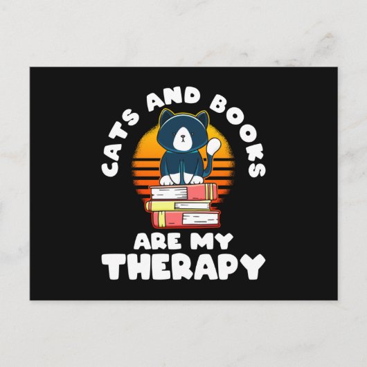 Katten en boeken zijn mijn Therapy Cat Lover Feestdagenkaart (Voorkant)