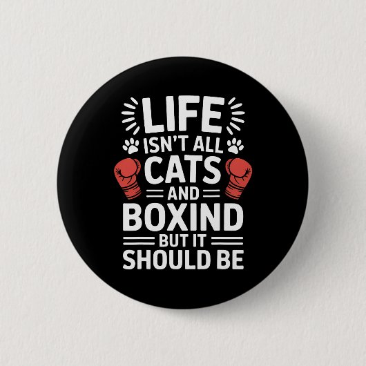 Katten en boksen Grappig Boksen Ronde Button 5,7 Cm (Voorkant)