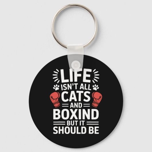 Katten en boksen Grappig Boksen Sleutelhanger (Voorkant)
