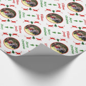 Katten en boom kerstvakantie gepersonaliseerde fot cadeaupapier (Hoek)