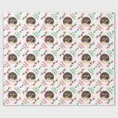 Katten en boom kerstvakantie gepersonaliseerde fot cadeaupapier (Vlak)