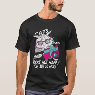 Katten en camera's maken me blij, niet zo veel vid t-shirt
