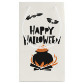 Katten en Cauldron Happy Halloween Gift Bag Klein Cadeauzakje (Achterkant)