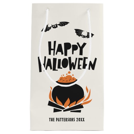 Katten en Cauldron Happy Halloween Gift Bag Klein Cadeauzakje (Voorkant)