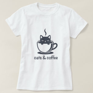 Katten en Coffee Noir Kattenkoffiekop T-shirt