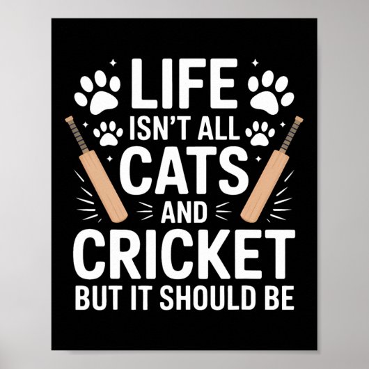 Katten en cricket grappige cricket poster (Voorkant)