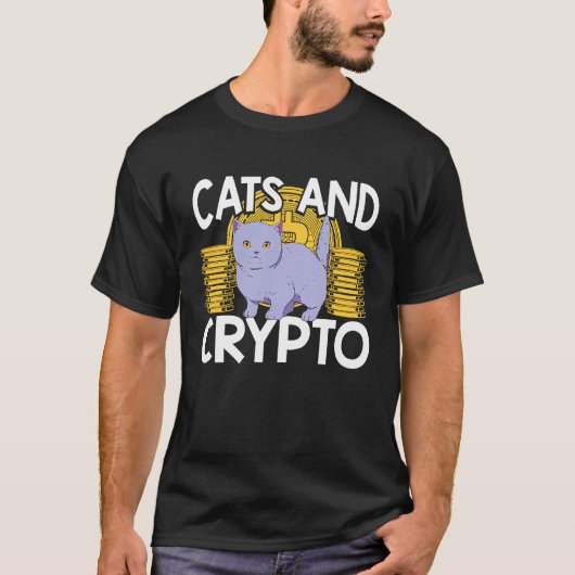 Katten En Crypto Cryptovaluta Blockchain Handelaar T-shirt (Voorkant)