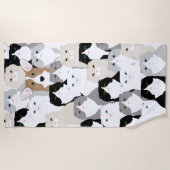 Katten- en Dog Beach-handdoek Strandlaken (Voorkant)