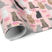 Katten en donuts schattig kattendoekje cadeaupapier (Rol Hoek)