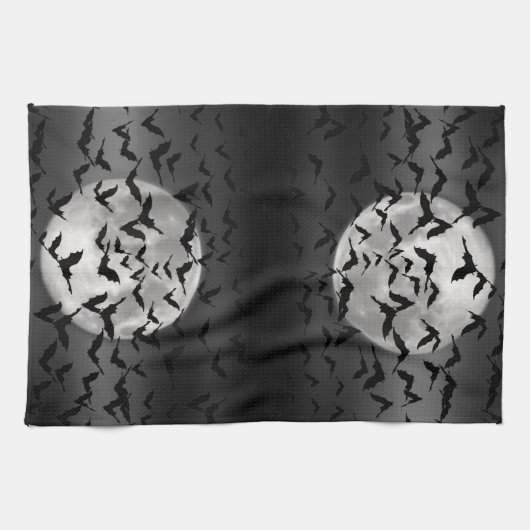 Katten en een Full Moon Halloween Theedoek (Horizontaal)