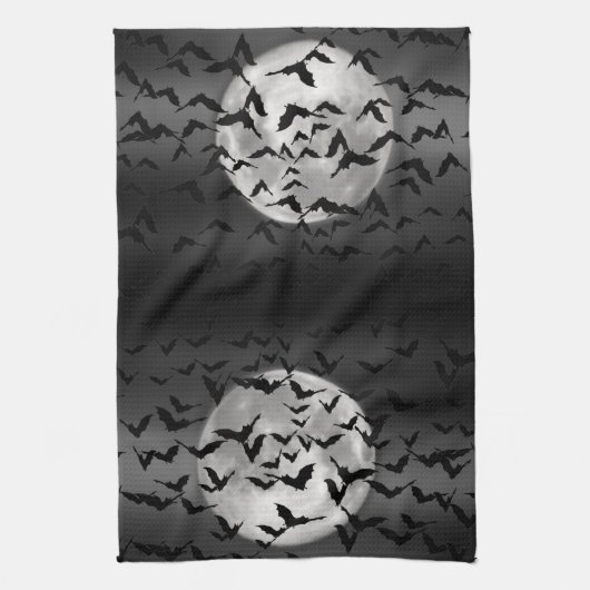 Katten en een Full Moon Halloween Theedoek (Verticaal)
