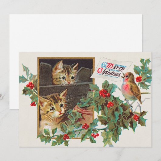  katten en feestdagen feestdagenkaart (Voorkant / Achterkant)