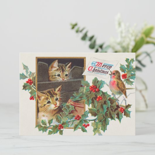  katten en feestdagen feestdagenkaart (Staand voorkant)