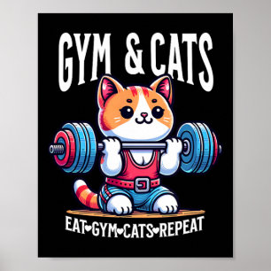 Katten en fitness workout grappige kitten bodybuil poster