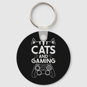 Katten en gamen Funny kattenliefhebber gaming cade Sleutelhanger