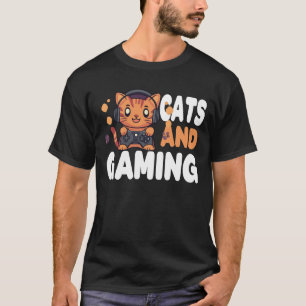 Katten en gamen grappig voor gamer kattenliefhebbe t-shirt