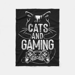 Katten en gamen leuk voor gamer, kattenliefhebber, fleece deken