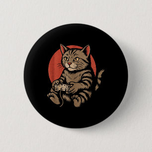 Katten en gaming shirt voor mannen vrouwen gamer j ronde button 5,7 cm