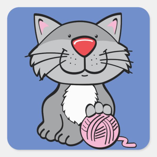 katten- en garen-stickers vierkante sticker (Voorkant)