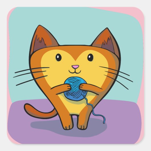 katten- en garen-stickers vierkante sticker (Voorkant)