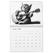 Katten en gitaren zwart en wit 2025 kalender (Jan 2026)