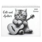Katten en gitaren zwart en wit 2026 kalender (Hoes)