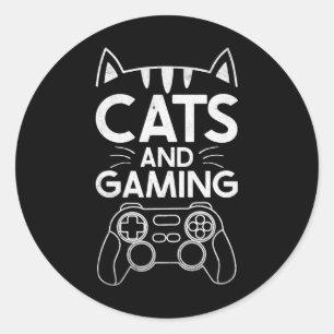 Katten en grappige kattever voor games ronde sticker