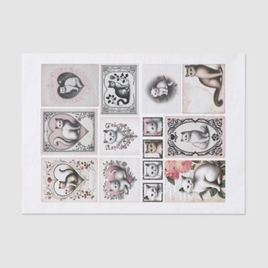 katten en hart kieskeurige snijwonden tissuepapier (Voorkant)