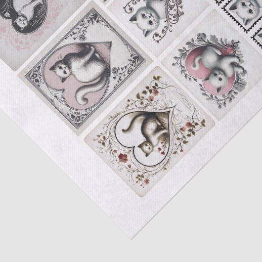 katten en hart kieskeurige snijwonden tissuepapier (Detail)