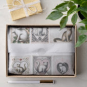 katten en hart kieskeurige snijwonden tissuepapier (Geschenk)