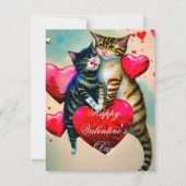 Katten en hart kinder valentijn feestdagenkaart (Voorkant)