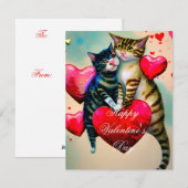 Katten en hart kinder valentijn feestdagenkaart (Voorkant / Achterkant)