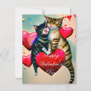 Katten en hart kinder valentijn feestdagenkaart