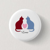Katten en hart ronde button 3,2 cm (Voorkant)