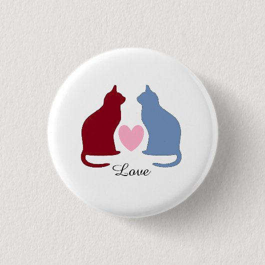 Katten en hart ronde button 3,2 cm (Voorkant)