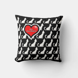 Katten en hart Sierkussen