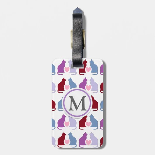Katten en harten bagagelabel (Achterkant verticaal)