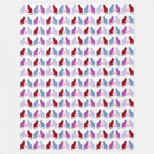 Katten en harten fleece deken