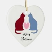Katten en harten Kerst Keramisch Ornament (Rechts)