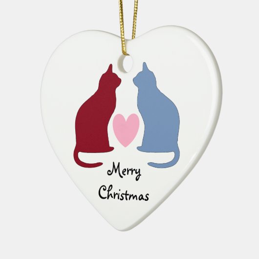 Katten en harten Kerst Keramisch Ornament (Links)