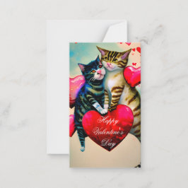 Katten en harten kinderen valentijnsdag notitiekaartje