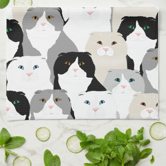 Katten en Hond Keukenhanddoek (Gevouwen)