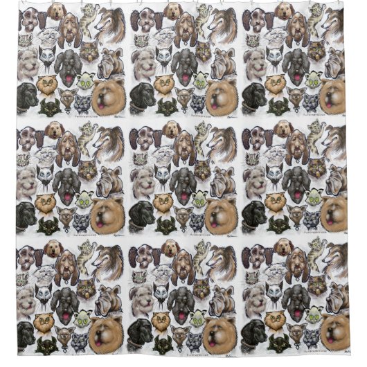 Katten en honden douchegordijn (Voorkant)