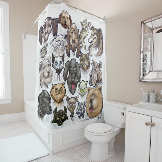 Katten en honden douchegordijn (In situ)