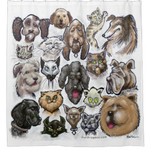 Katten en honden douchegordijn