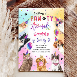 Katten en Honden Feest Pawty Dieren Meisje Verjaar Kaart